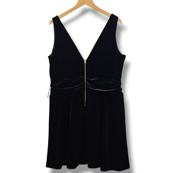 Express Black Velvet Dress Babydoll Sleeveless XL Holiday Cocktail Party NEW $79 - Picture 2 of 11